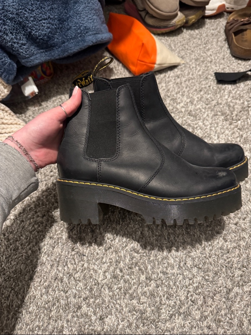 Black platform doc marten boots
